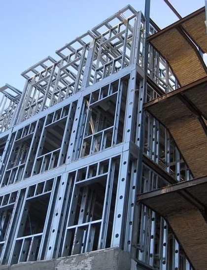 Multi-storey cold-formed steel wall framing under construction