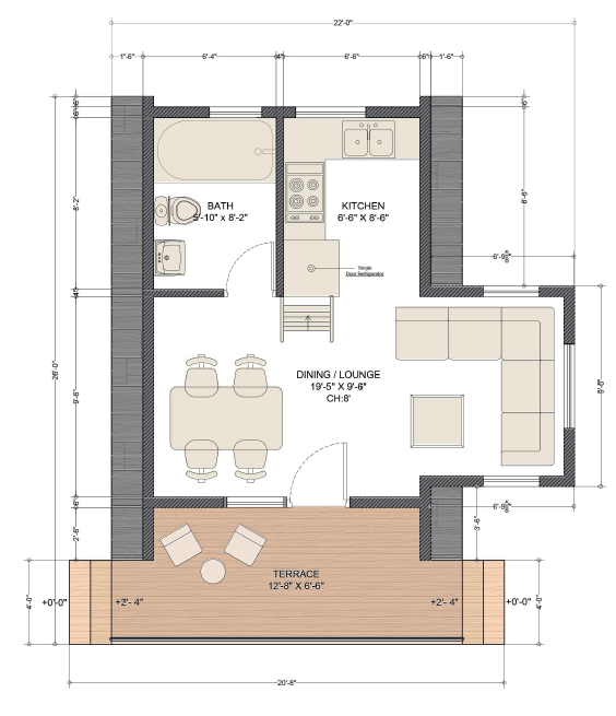 Preliminary floor-plan drawing supplied for the Mountain 380 concept