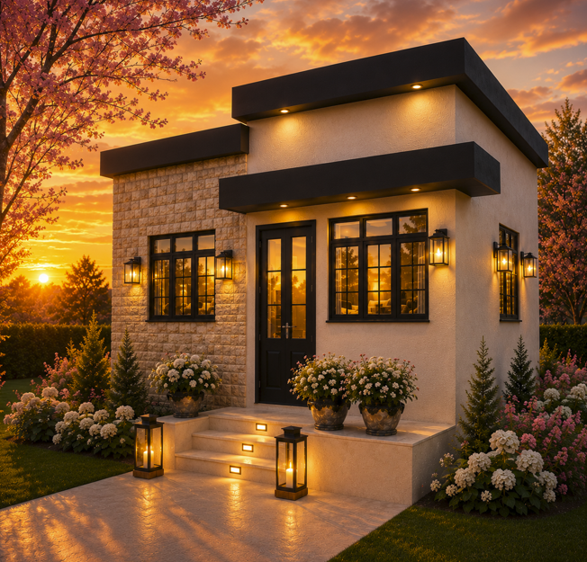 Villa 400 compact home at sunset